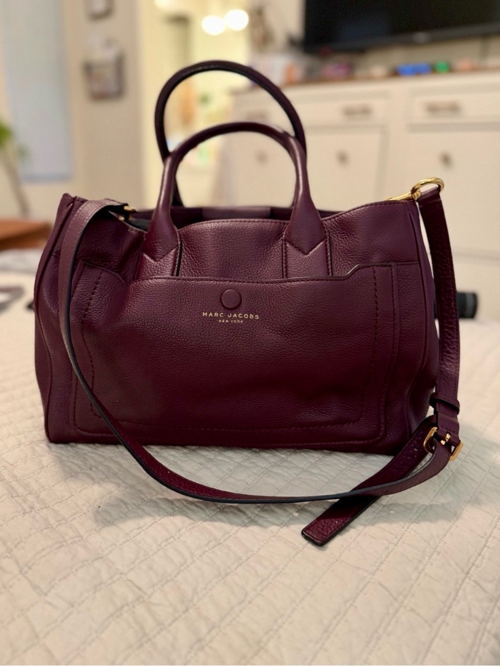 Marc Jacobs Plum/Burgundy Leather Top-Handle + Shoulder + Crossbody Bag